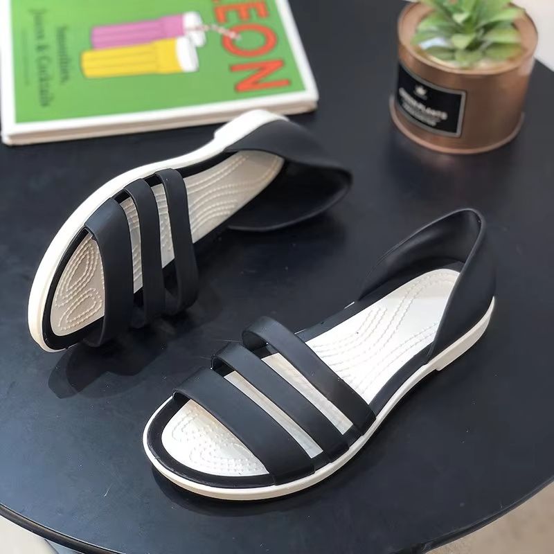 Womens Candy Color Peep Toe Summer Sandals  Comfortable Outdoor Flat Shoes 3