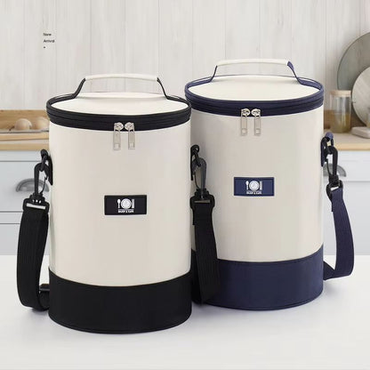Circular Oxford Thermal Lunch Tote – Insulated Round Meal Bag with Aluminum Foil Lining for Office & Outdoor Use