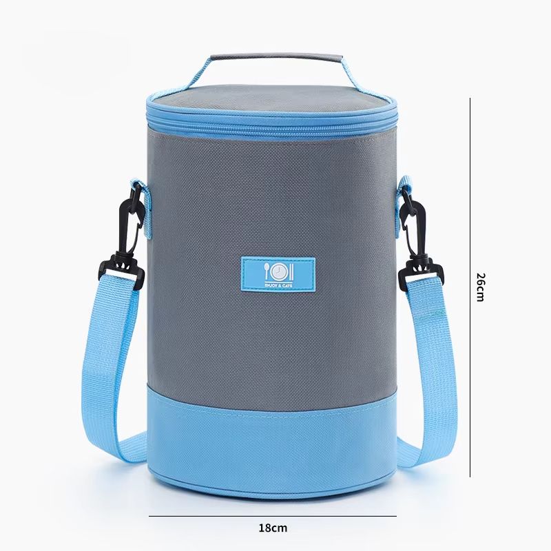 Circular Oxford Thermal Lunch Tote  Insulated Round Meal Bag With Aluminum Foil Lining For Office   4