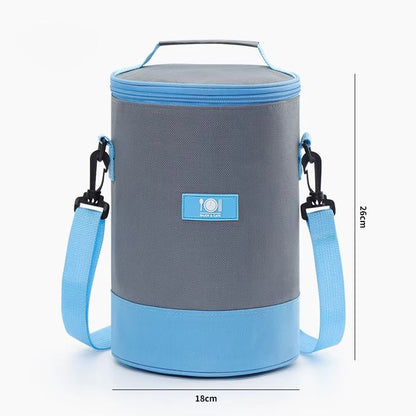 Circular Oxford Thermal Lunch Tote  Insulated Round Meal Bag With Aluminum Foil Lining For Office   4
