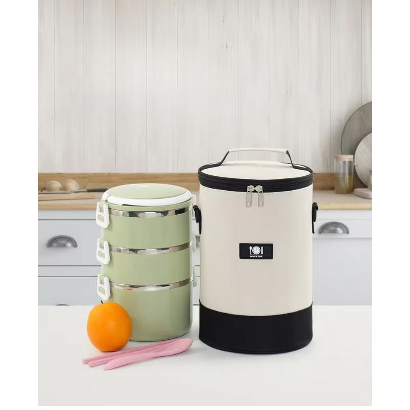 Circular Oxford Thermal Lunch Tote  Insulated Round Meal Bag With Aluminum Foil Lining For Office   5
