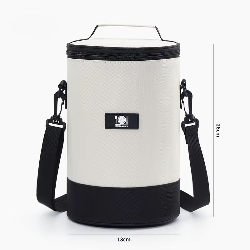 Circular Oxford Thermal Lunch Tote  Insulated Round Meal Bag With Aluminum Foil Lining For Office   6