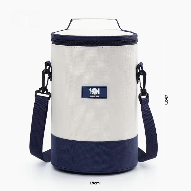 Circular Oxford Thermal Lunch Tote  Insulated Round Meal Bag With Aluminum Foil Lining For Office   7