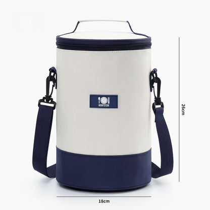 Circular Oxford Thermal Lunch Tote  Insulated Round Meal Bag With Aluminum Foil Lining For Office   7