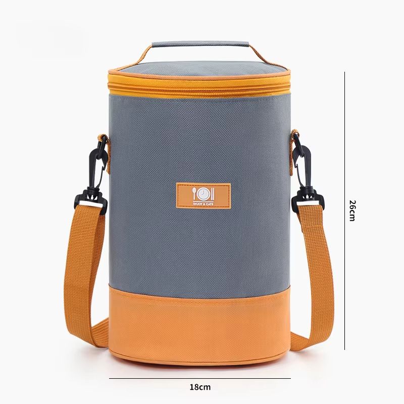 Circular Oxford Thermal Lunch Tote  Insulated Round Meal Bag With Aluminum Foil Lining For Office   8