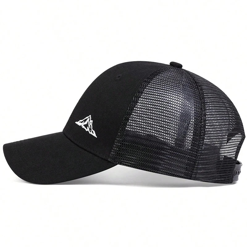 Mountain Range Embroidery Baseball Net Caps for Men and Women, Adjustable Trucker Hat, Outdoor Spring Summer Sunscreen