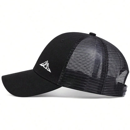 Mountain Range Embroidery Baseball Net Caps for Men and Women, Adjustable Trucker Hat, Outdoor Spring Summer Sunscreen