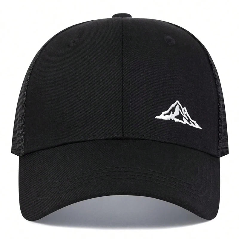 Mountain Range Embroidery Baseball Net Caps for Men and Women, Adjustable Trucker Hat, Outdoor Spring Summer Sunscreen