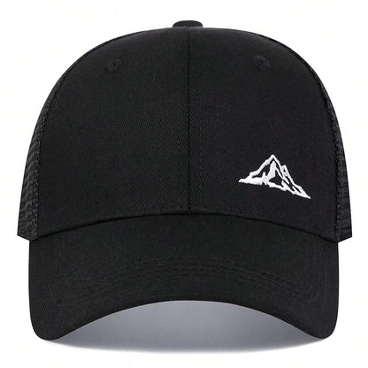 Mountain Range Embroidery Baseball Net Caps for Men and Women, Adjustable Trucker Hat, Outdoor Spring Summer Sunscreen