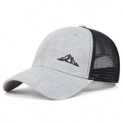Mountain Range Embroidery Baseball Net Caps for Men and Women, Adjustable Trucker Hat, Outdoor Spring Summer Sunscreen
