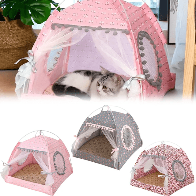 PurrPal Princess Cat Tent Bed with Mosquito Net