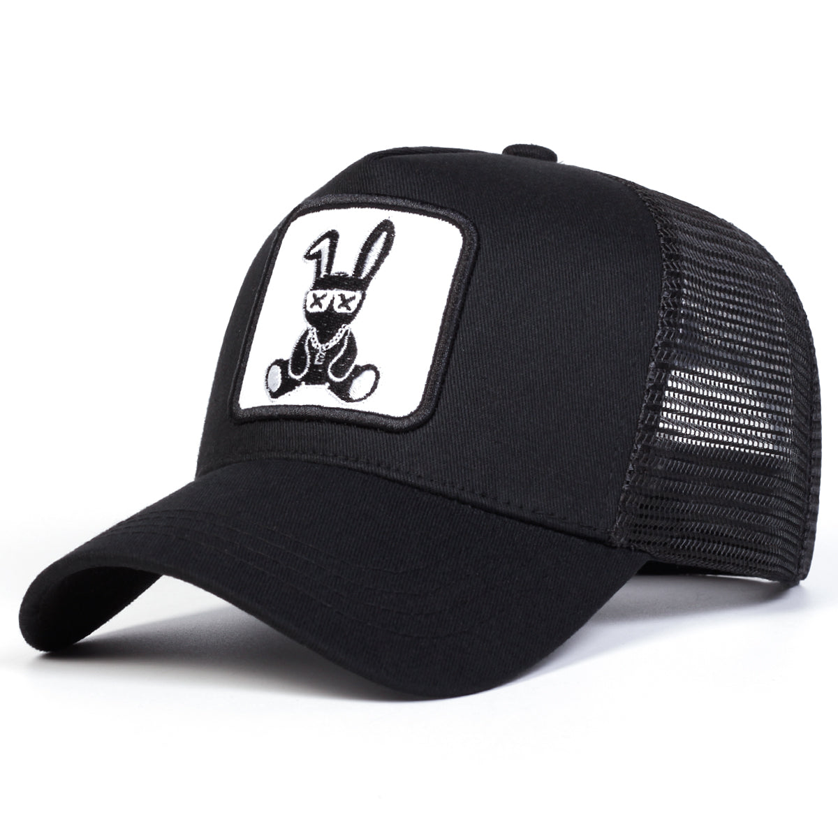 Spring Summer Outdoor Sunscreen Hat, Unisex Cartoon Rabbit Embroidery Baseball Net Caps, Adjustable Casual Trucker Hats