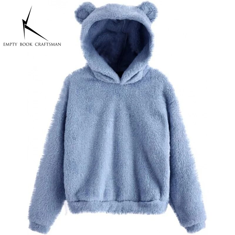 Plush Rabbit Ear Hoodie For Women  Warm Long Sleeve Winter Sweatshirt With Cute Ears 9