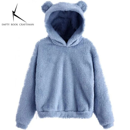 Plush Rabbit Ear Hoodie For Women  Warm Long Sleeve Winter Sweatshirt With Cute Ears 9