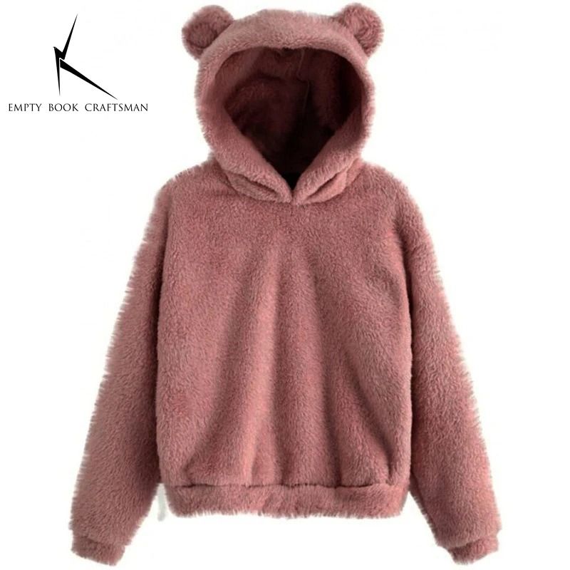 Plush Rabbit Ear Hoodie For Women  Warm Long Sleeve Winter Sweatshirt With Cute Ears 11