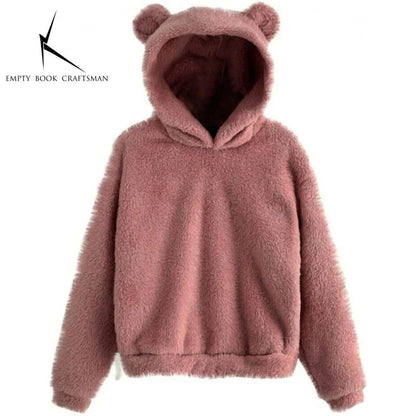 Plush Rabbit Ear Hoodie For Women  Warm Long Sleeve Winter Sweatshirt With Cute Ears 11