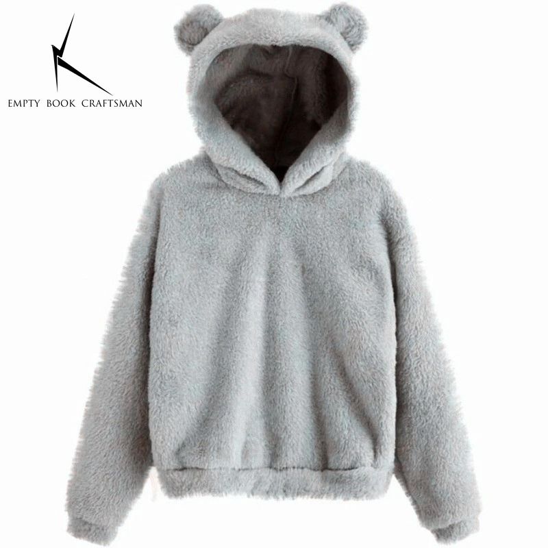 Plush Rabbit Ear Hoodie For Women  Warm Long Sleeve Winter Sweatshirt With Cute Ears 12