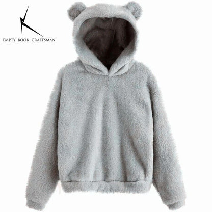 Plush Rabbit Ear Hoodie For Women  Warm Long Sleeve Winter Sweatshirt With Cute Ears 12