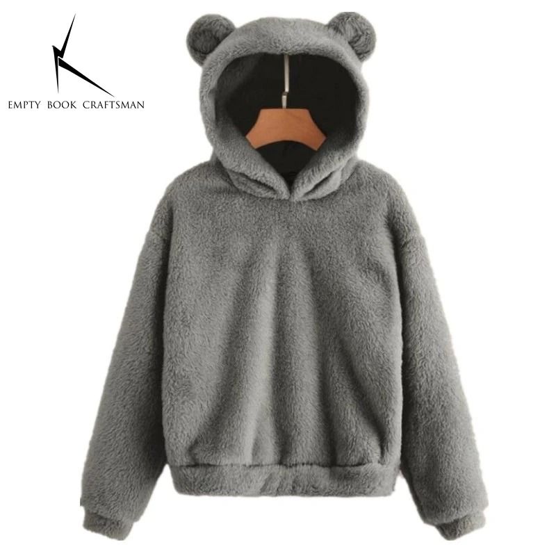 Plush Rabbit Ear Hoodie For Women  Warm Long Sleeve Winter Sweatshirt With Cute Ears 13