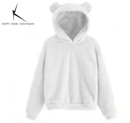Plush Rabbit Ear Hoodie For Women  Warm Long Sleeve Winter Sweatshirt With Cute Ears 14
