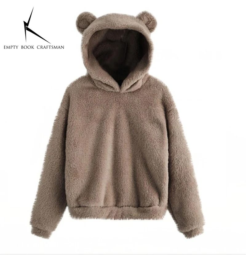 Plush Rabbit Ear Hoodie For Women  Warm Long Sleeve Winter Sweatshirt With Cute Ears 15