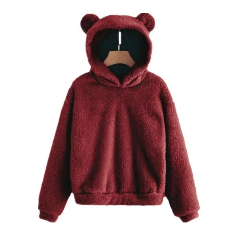 Plush Rabbit Ear Hoodie For Women  Warm Long Sleeve Winter Sweatshirt With Cute Ears 4