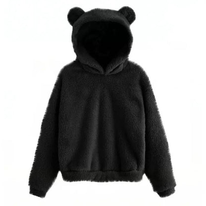 Plush Rabbit Ear Hoodie For Women  Warm Long Sleeve Winter Sweatshirt With Cute Ears 5