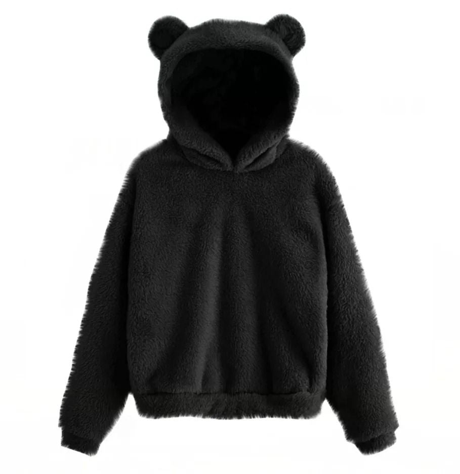 Plush Rabbit Ear Hoodie For Women  Warm Long Sleeve Winter Sweatshirt With Cute Ears 7
