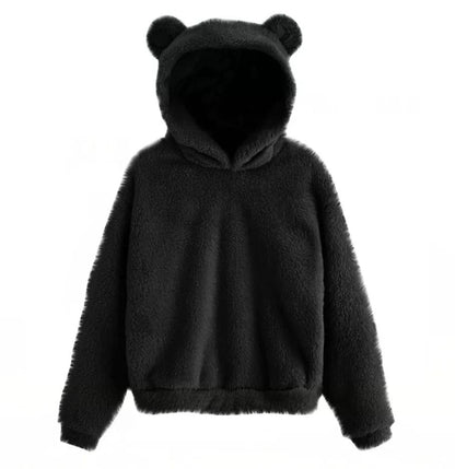 Plush Rabbit Ear Hoodie For Women  Warm Long Sleeve Winter Sweatshirt With Cute Ears 7