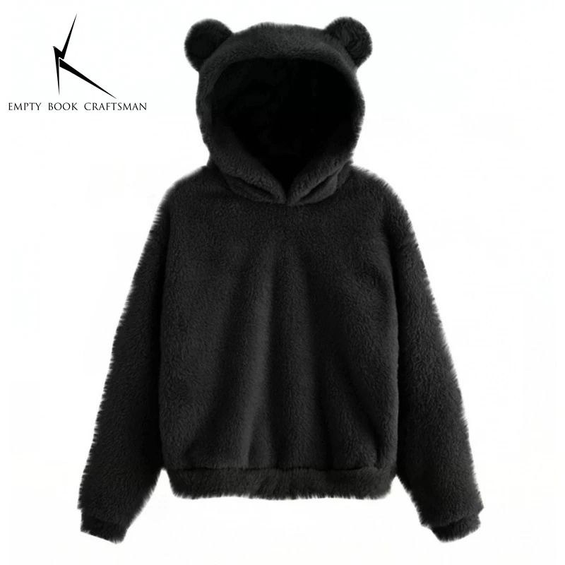 Plush Rabbit Ear Hoodie For Women  Warm Long Sleeve Winter Sweatshirt With Cute Ears 8