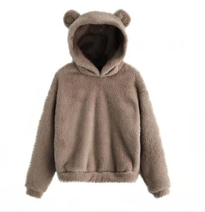Plush Rabbit Ear Hoodie For Women  Warm Long Sleeve Winter Sweatshirt With Cute Ears 16
