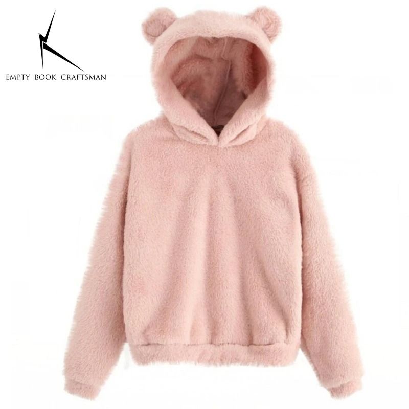 Plush Rabbit Ear Hoodie For Women  Warm Long Sleeve Winter Sweatshirt With Cute Ears 17