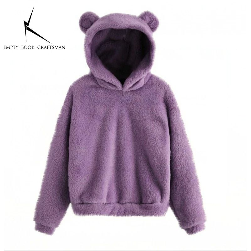 Plush Rabbit Ear Hoodie For Women  Warm Long Sleeve Winter Sweatshirt With Cute Ears 18