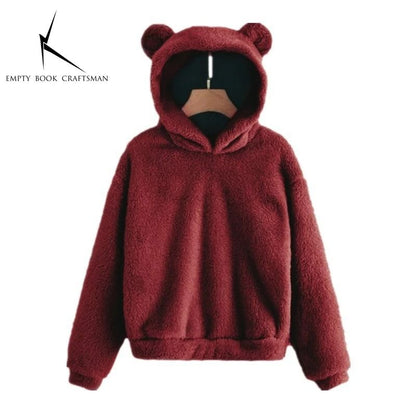 Plush Rabbit Ear Hoodie For Women  Warm Long Sleeve Winter Sweatshirt With Cute Ears 19