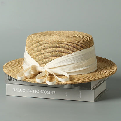 Beach Sun Visor Farmers Straw Hat, Fashion Design Natural Paper Flat Hat, Photography Hat with UV Protection