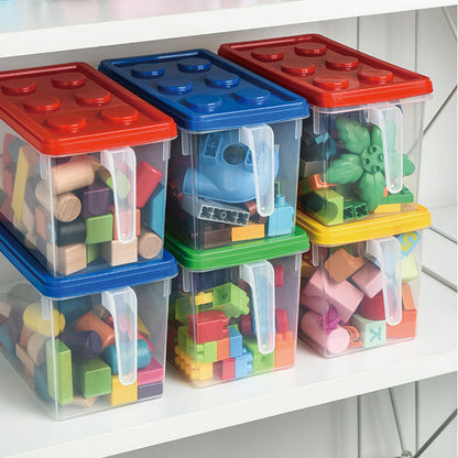 Kids Building Block Storage Box with Handle, Stackable Toy Organizer, Dust Proof Container for Household Toy Storage