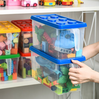 Kids Building Block Storage Box with Handle, Stackable Toy Organizer, Dust Proof Container for Household Toy Storage