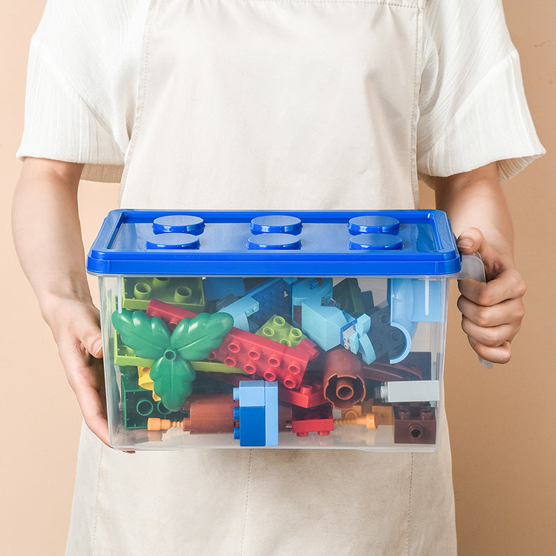 Kids Building Block Storage Box with Handle, Stackable Toy Organizer, Dust Proof Container for Household Toy Storage