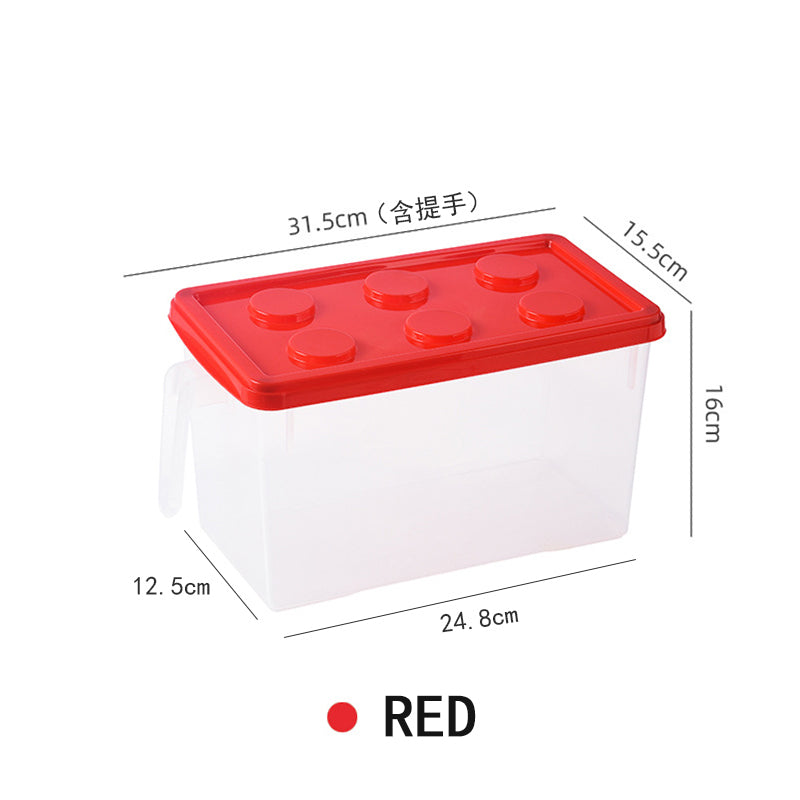 Kids Building Block Storage Box with Handle, Stackable Toy Organizer, Dust Proof Container for Household Toy Storage