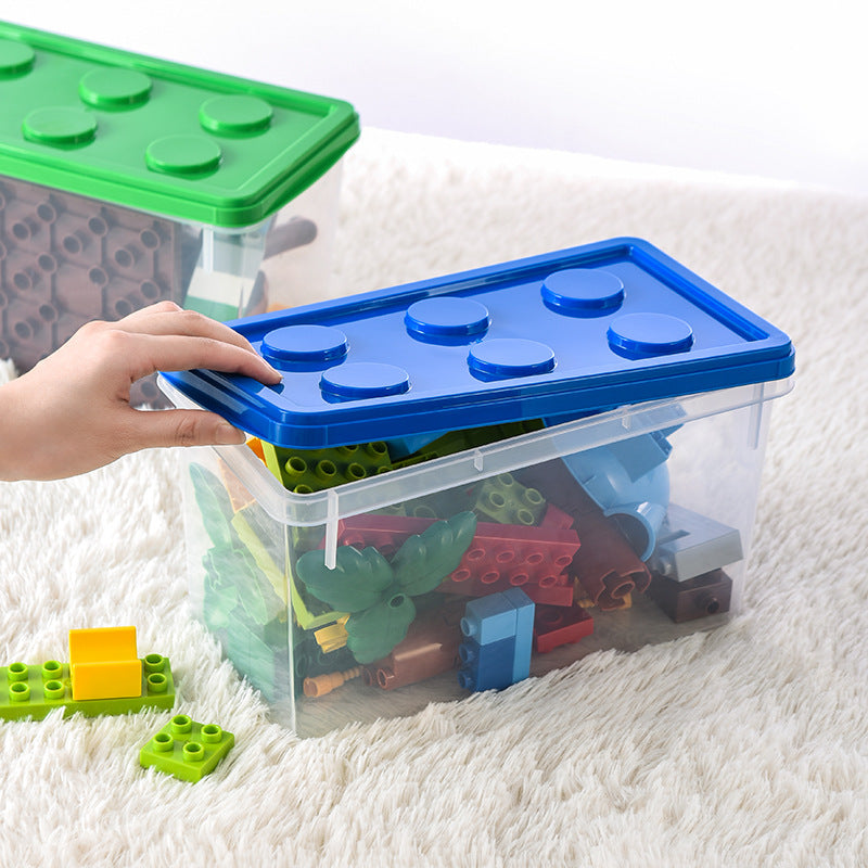 Kids Building Block Storage Box with Handle, Stackable Toy Organizer, Dust Proof Container for Household Toy Storage