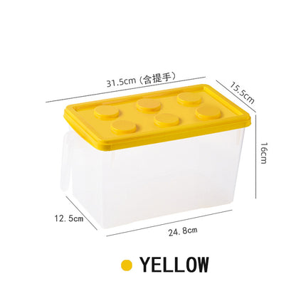 Kids Building Block Storage Box with Handle, Stackable Toy Organizer, Dust Proof Container for Household Toy Storage
