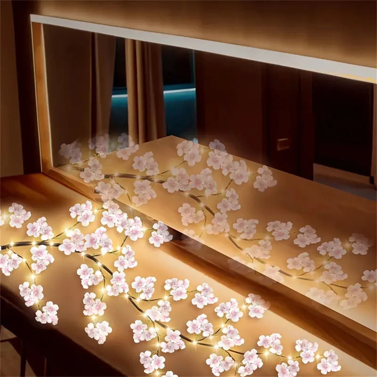 Cherry Blossom USB Tree Branch Rattan Lights With 96 LED Pink Blossoms And 8 Lighting Modes 2