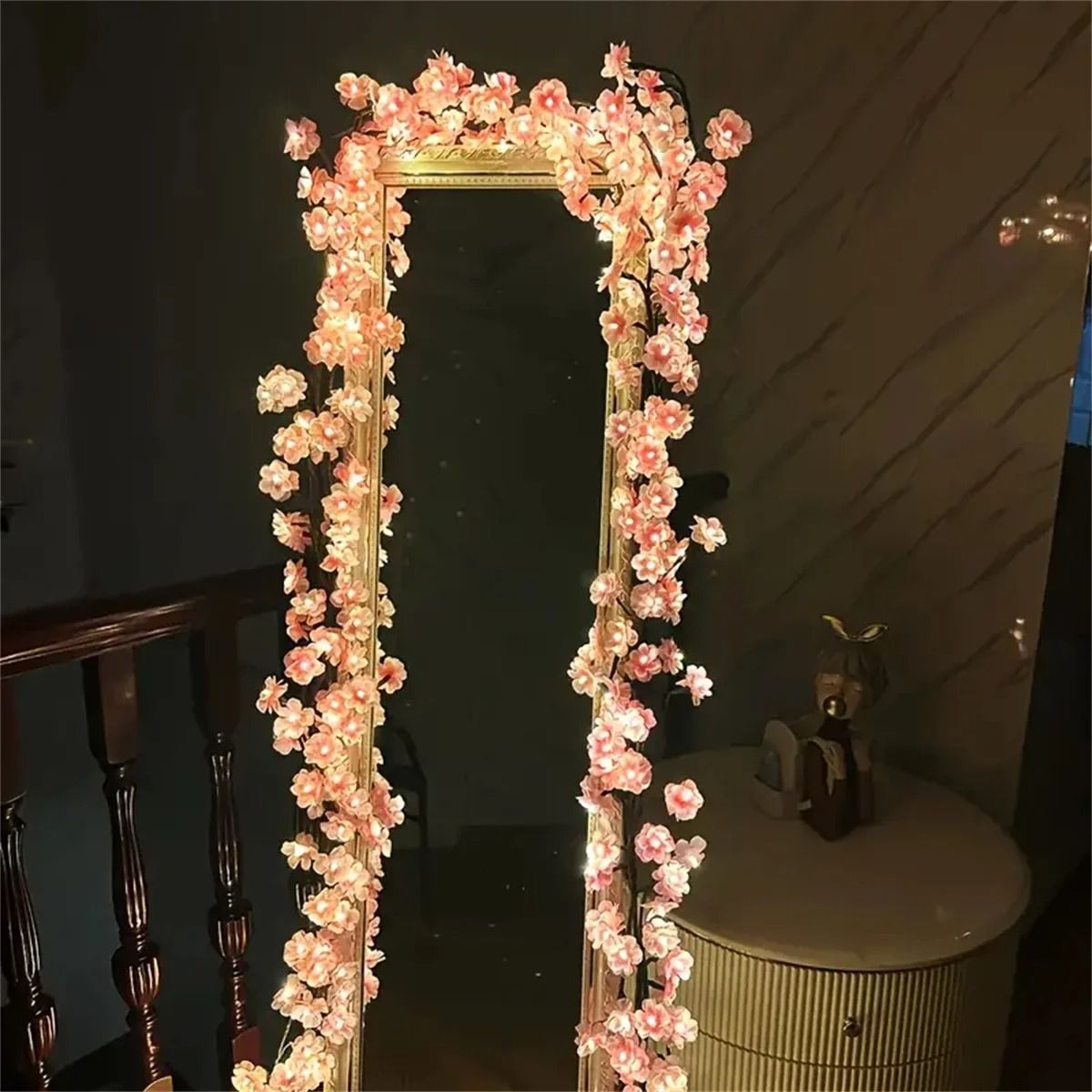 Cherry Blossom USB Tree Branch Rattan Lights With 96 LED Pink Blossoms And 8 Lighting Modes 3