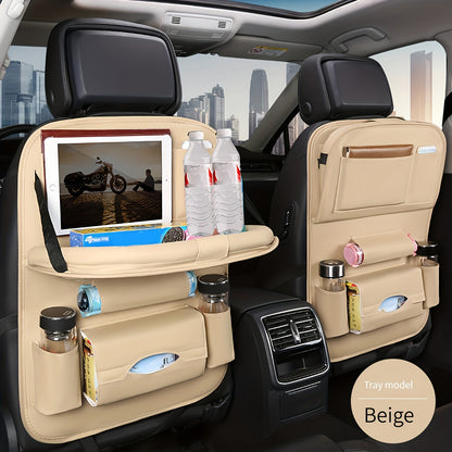 Upgrade Your Car with This Luxurious PU Leather Storage Bag and Tray, Organize Snacks, Toys & Essentials