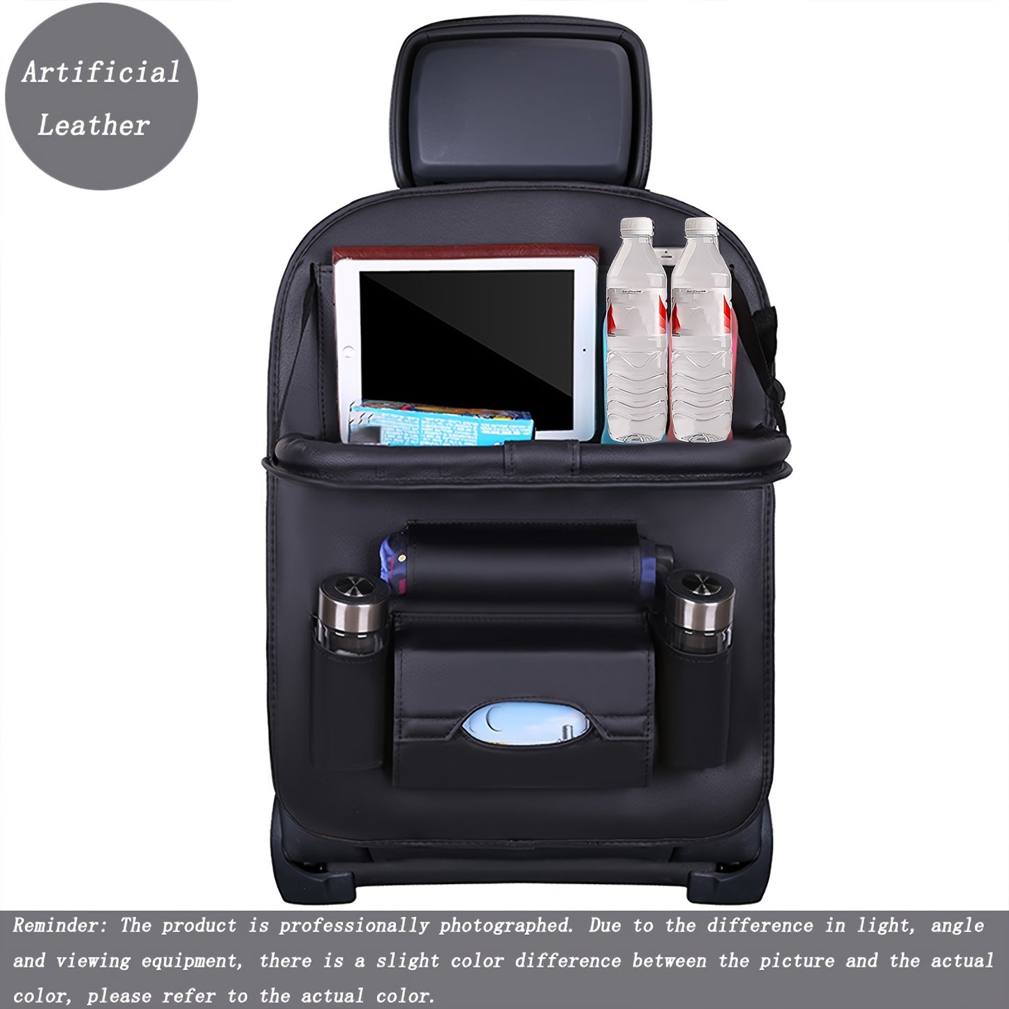 Upgrade Your Car with This Luxurious PU Leather Storage Bag and Tray, Organize Snacks, Toys & Essentials