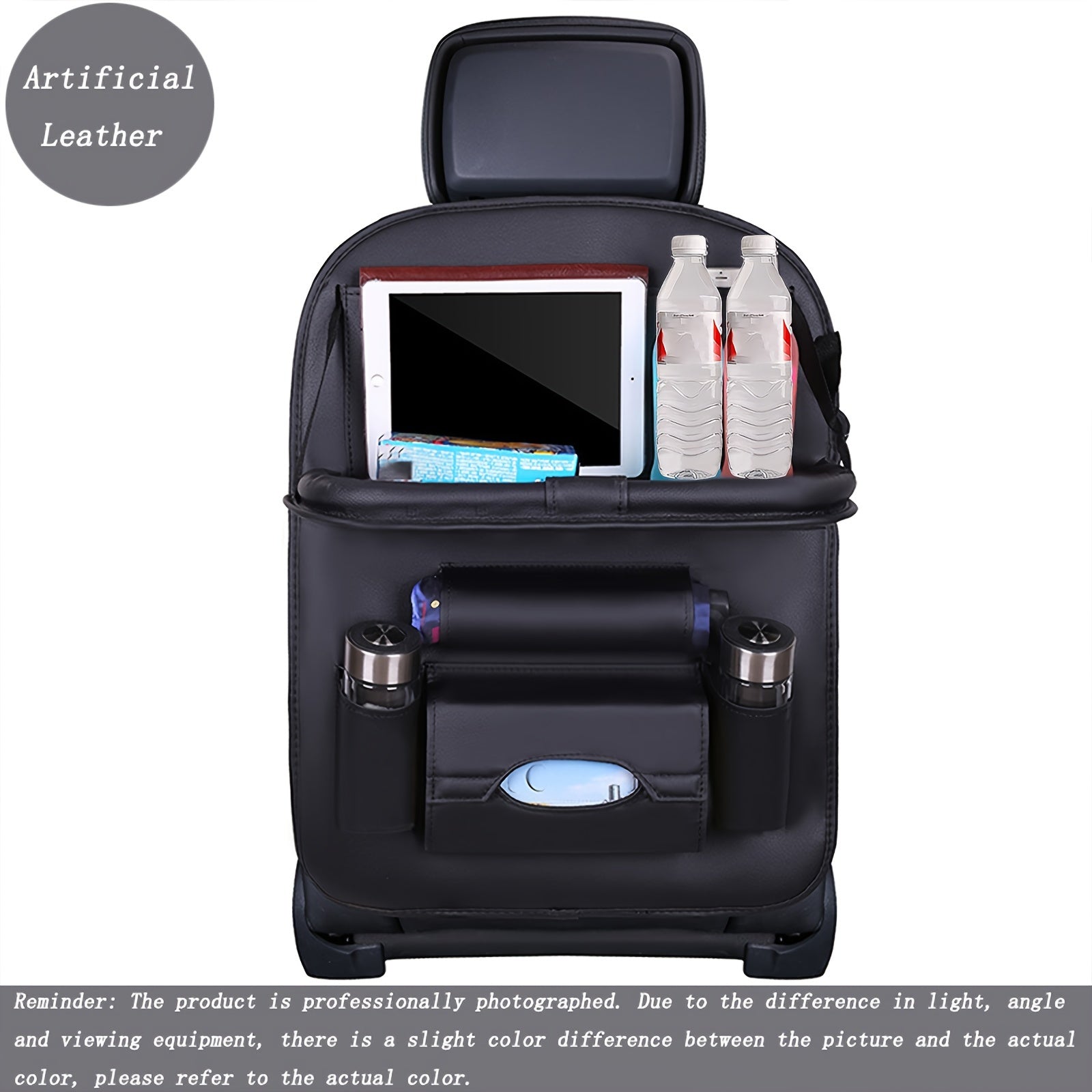 Upgrade Your Car with This Luxurious PU Leather Storage Bag and Tray, Organize Snacks, Toys & Essentials