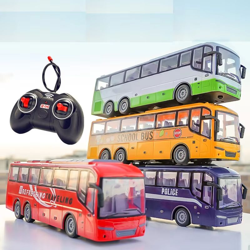 RC Large Electric Bus Model  Remote Control School  Tour Bus Toy With LED Lights 1