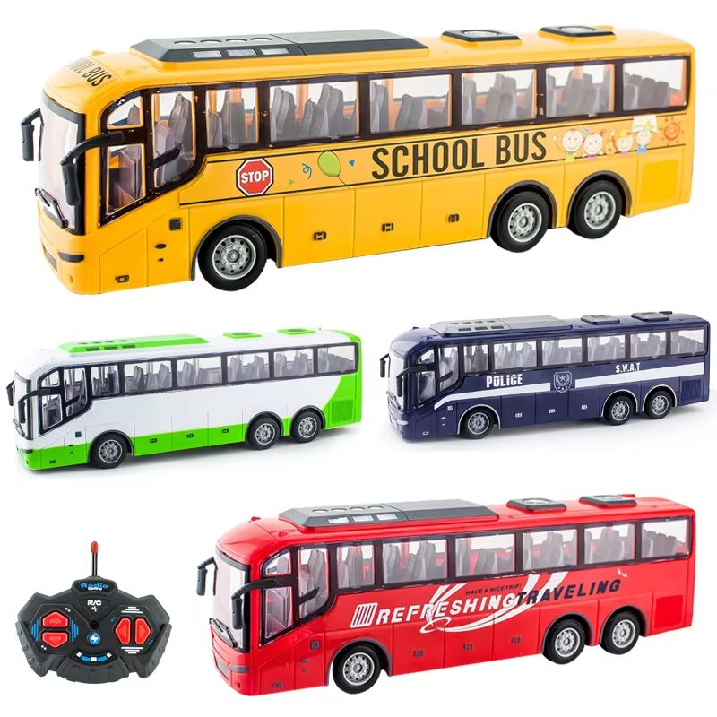 RC Large Electric Bus Model  Remote Control School  Tour Bus Toy With LED Lights 3