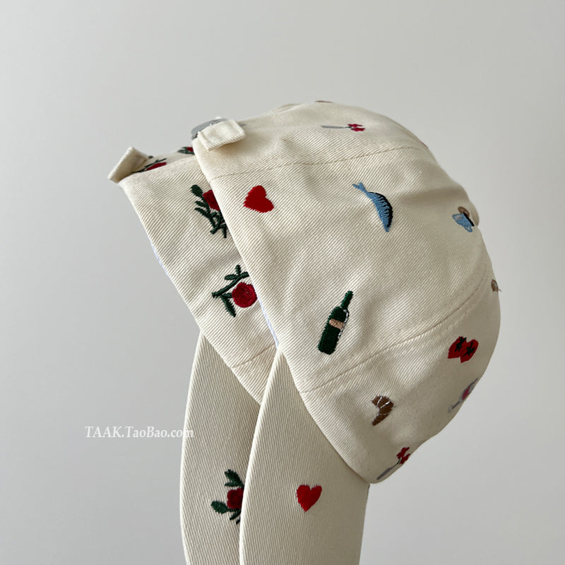 Rose Cartoon Embroidered Baseball Caps for Women and Men, Summer Travel Sun Hats, Y2K Fashion Versatile Headwear