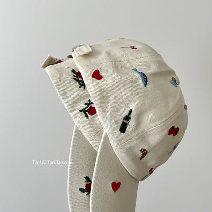Rose Cartoon Embroidered Baseball Caps for Women and Men, Summer Travel Sun Hats, Y2K Fashion Versatile Headwear